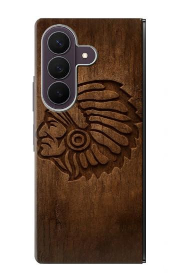 S4035 Sculpture sur bois amérindienne Etui Coque Housse pour Samsung Galaxy Z Fold 8 Ultra