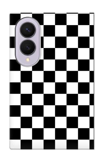 S1611 Échiquier Damier Noir Blanc Etui Coque Housse pour Samsung Galaxy Z Fold 8