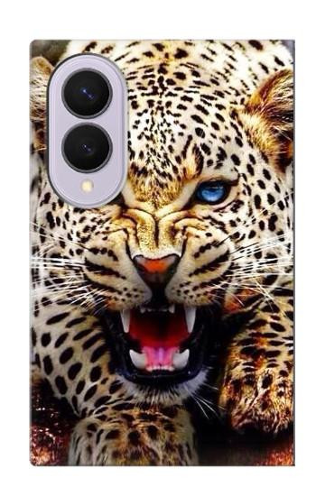 S1932 Bleu yeux Léopard Etui Coque Housse pour Samsung Galaxy Z Fold 8