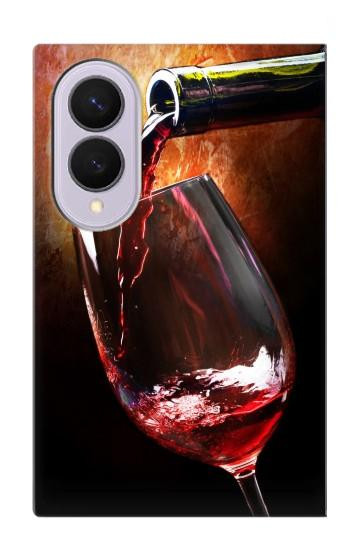 S2396 Rouge Bouteille de vin et le verre Etui Coque Housse pour Samsung Galaxy Z Fold 8