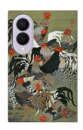 S2699 Ito Jakuchu Coq Etui Coque Housse pour Samsung Galaxy Z Fold 8