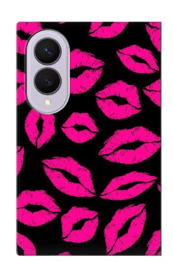 S2933 Bisous Rose Lips sur Noir Etui Coque Housse pour Samsung Galaxy Z Fold 8