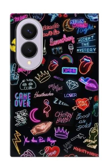 S3433 Néon graphique millésimé Etui Coque Housse pour Samsung Galaxy Z Fold 8