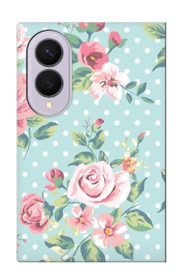 S3494 Rose à pois millésimé Etui Coque Housse pour Samsung Galaxy Z Fold 8