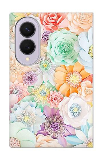 S3705 Fleur florale pastel Etui Coque Housse pour Samsung Galaxy Z Fold 8