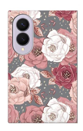 S3716 Motif floral rose Etui Coque Housse pour Samsung Galaxy Z Fold 8