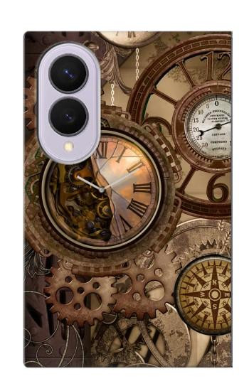 S3927 Boussole Horloge Gage Steampunk Etui Coque Housse pour Samsung Galaxy Z Fold 8