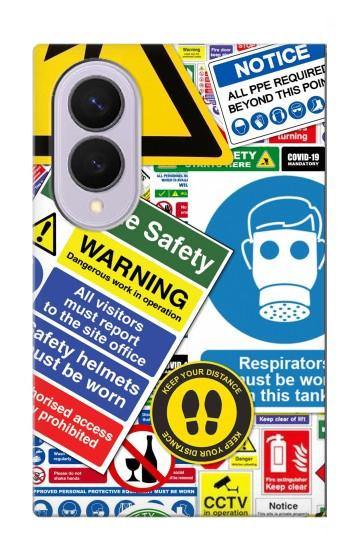 S3960 Collage d'autocollants de signalisation de sécurité Etui Coque Housse pour Samsung Galaxy Z Fold 8