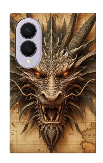 S3981 Vieille carte avec tête de dragon Etui Coque Housse pour Samsung Galaxy Z Fold 8