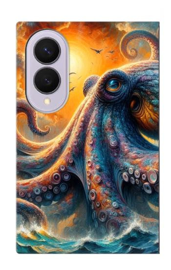 S4003 Peinture à l'huile géante Pieuvre Etui Coque Housse pour Samsung Galaxy Z Fold 8
