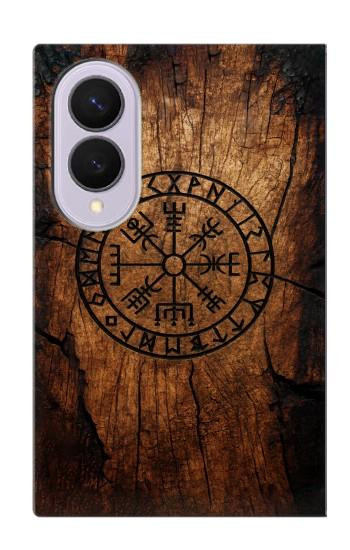 S4036 Boussole en bois viking Vegvisir Etui Coque Housse pour Samsung Galaxy Z Fold 8