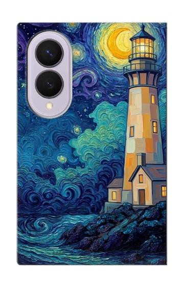 S4092 Phare au Clair de Lune Etui Coque Housse pour Samsung Galaxy Z Fold 8