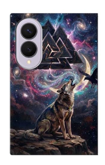 S4110 Loup et Symbole Ancien Etui Coque Housse pour Samsung Galaxy Z Fold 8