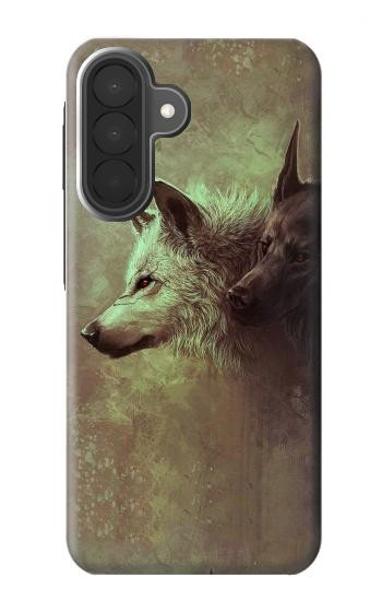 S0931 Loup Blanc Noir Etui Coque Housse pour Samsung Galaxy A27