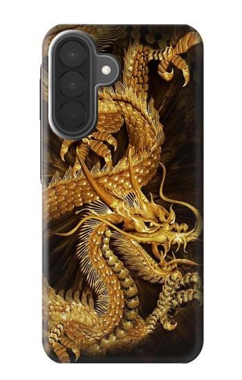 S2804 Dragon d'or imprimé chinois Etui Coque Housse pour Samsung Galaxy A27