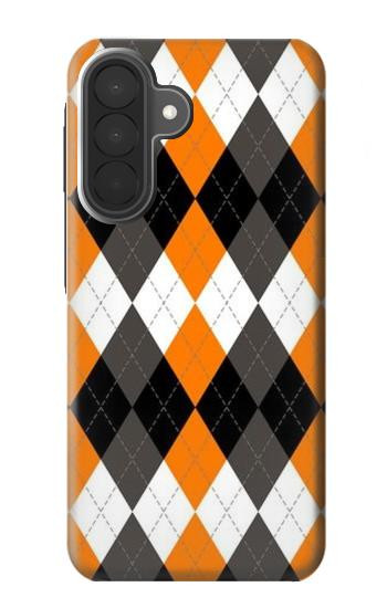 S3421 Noir Orange Blanc Argyle Plaid Etui Coque Housse pour Samsung Galaxy A27