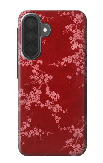 S3817 Motif de fleurs de cerisier floral rouge Etui Coque Housse pour Samsung Galaxy A27
