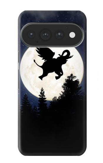 S3323 Voler l'Eléphant Nuit de pleine lune Etui Coque Housse pour Google Pixel 11, 11 Pro
