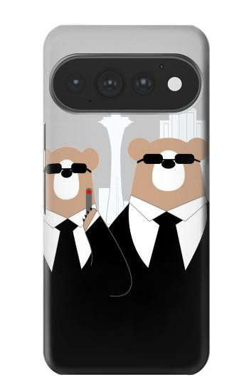 S3557 Ours en Costume Noir Etui Coque Housse pour Google Pixel 11, 11 Pro