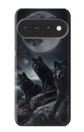 S3970 Pleine lune du loup noir Etui Coque Housse pour Google Pixel 11, 11 Pro