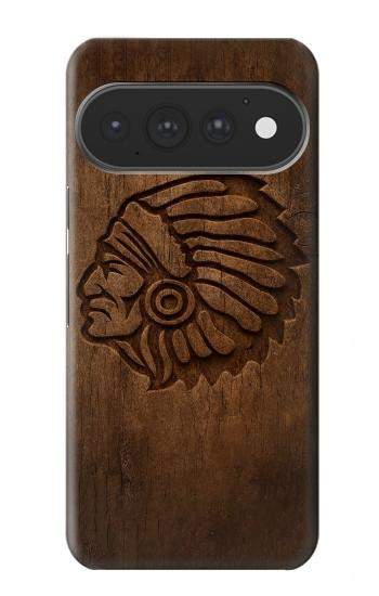S4035 Sculpture sur bois amérindienne Etui Coque Housse pour Google Pixel 11, 11 Pro