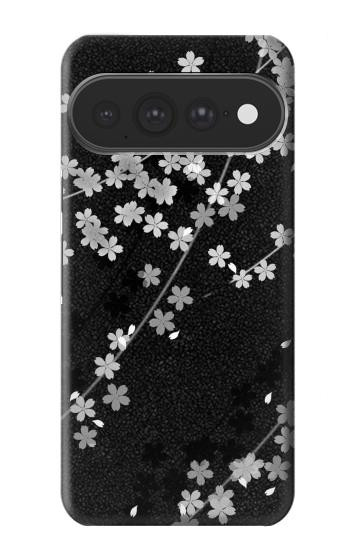 S2544 Kimono japonais style Noir motif fleur Etui Coque Housse pour Google Pixel 11 Pro XL