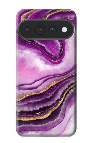 S3896 Stries d'or en marbre violet Etui Coque Housse pour Google Pixel 11 Pro XL