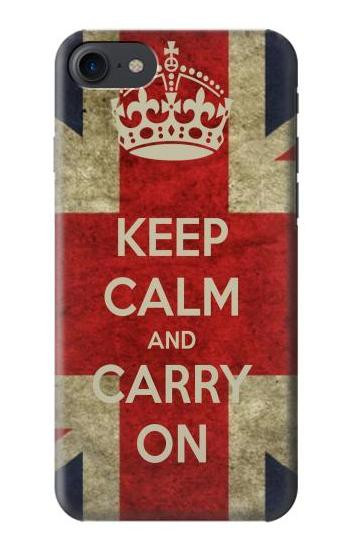 S0674 Keep Calm and Carry On Etui Coque Housse pour iPhone 7, iPhone 8