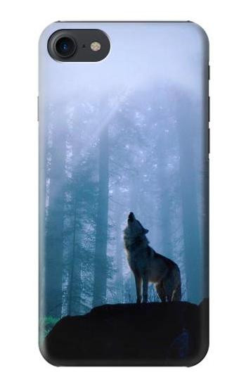 S0935 Wolf Howling in Forest Etui Coque Housse pour iPhone 7, iPhone 8