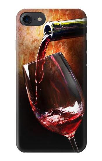 S2396 Red Wine Bottle And Glass Etui Coque Housse pour iPhone 7, iPhone 8