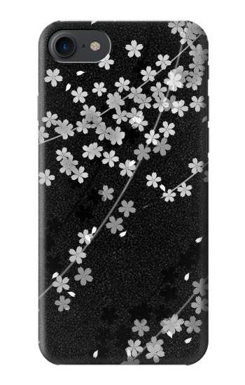 S2544 Japanese Kimono Style Black Flower Pattern Etui Coque Housse pour iPhone 7, iPhone 8