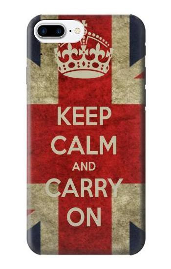 S0674 Keep Calm and Carry On Etui Coque Housse pour iPhone 7 Plus, iPhone 8 Plus
