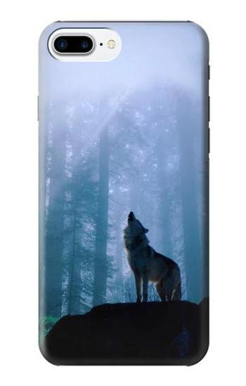 S0935 Wolf Howling in Forest Etui Coque Housse pour iPhone 7 Plus, iPhone 8 Plus