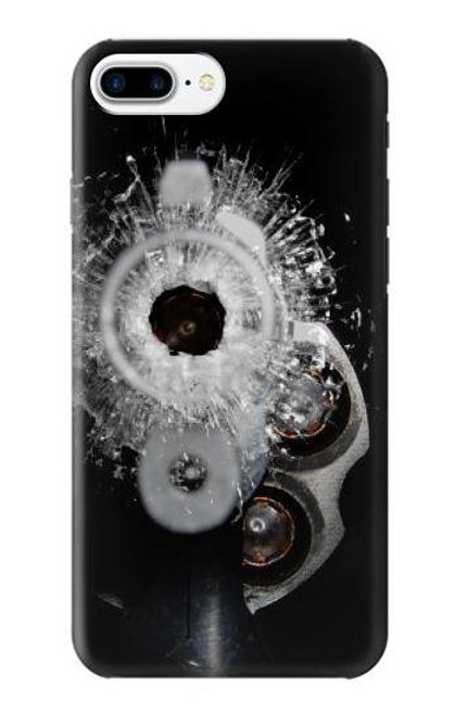 S2387 Gun Bullet Hole Glass Etui Coque Housse pour iPhone 7 Plus, iPhone 8 Plus