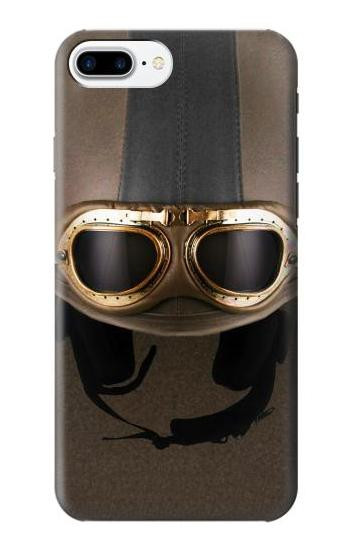 S2645 Vintage Brown Goggles Motorcycle Helmet Etui Coque Housse pour iPhone 7 Plus, iPhone 8 Plus