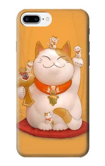 S1217 Maneki Neko Lucky Cat Etui Coque Housse pour iPhone 7 Plus, iPhone 8 Plus