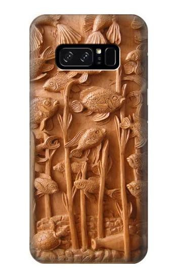 S1307 Fish Wood Carving Graphic Printed Etui Coque Housse pour Note 8 Samsung Galaxy Note8