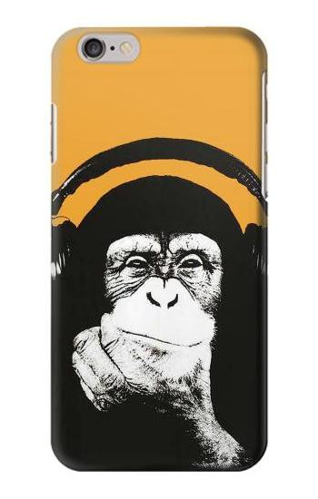 S2324 Funny Monkey with Headphone Pop Music Etui Coque Housse pour iPhone 6 6S