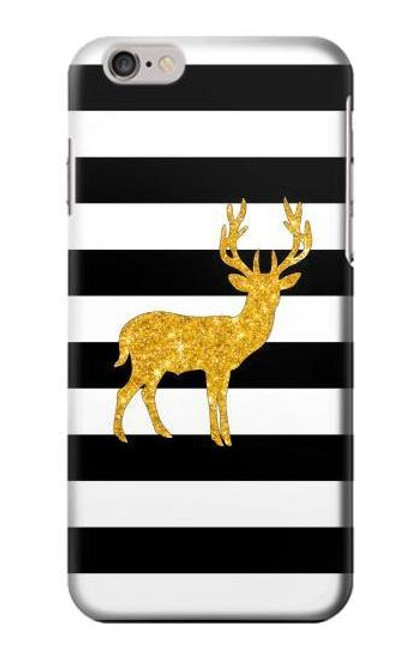S2794 Black and White Striped Deer Gold Sparkles Etui Coque Housse pour iPhone 6 Plus, 6S Plus
