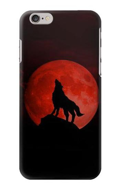 S2955 Wolf Howling Red Moon Etui Coque Housse pour iPhone 6 Plus, 6S Plus