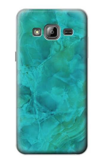 S3147 Aqua Marble Stone Etui Coque Housse pour Samsung Galaxy J3 (2016)
