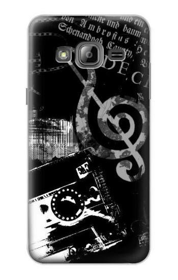 S3197 Music Cassette Note Etui Coque Housse pour Samsung Galaxy J3 (2016)