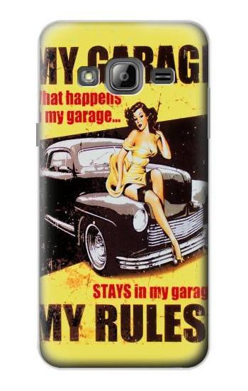 S3198 My Garage Pinup Girl Etui Coque Housse pour Samsung Galaxy J3 (2016)
