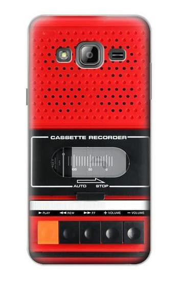 S3204 Red Cassette Recorder Graphic Etui Coque Housse pour Samsung Galaxy J3 (2016)