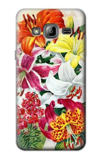 S3205 Retro Art Flowers Etui Coque Housse pour Samsung Galaxy J3 (2016)