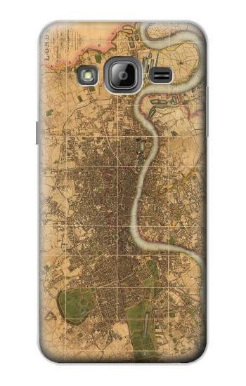 S3230 Vintage Map of London Etui Coque Housse pour Samsung Galaxy J3 (2016)