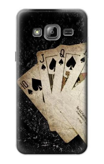 S3231 Vintage Royal Straight Flush Cards Etui Coque Housse pour Samsung Galaxy J3 (2016)