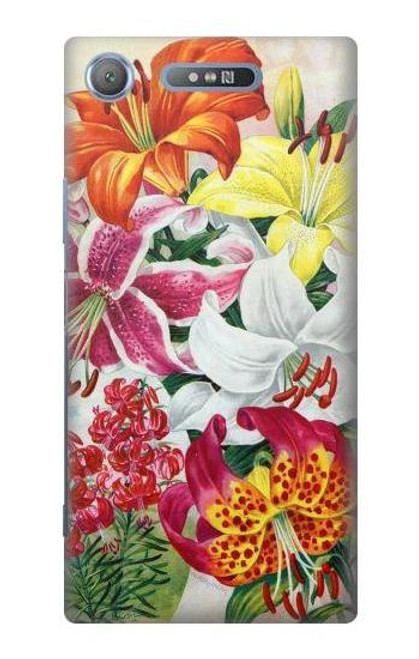 S3205 Retro Art Flowers Etui Coque Housse pour Sony Xperia XZ1