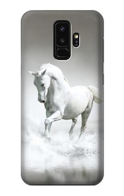 S0932 White Horse Etui Coque Housse pour Samsung Galaxy S9 Plus