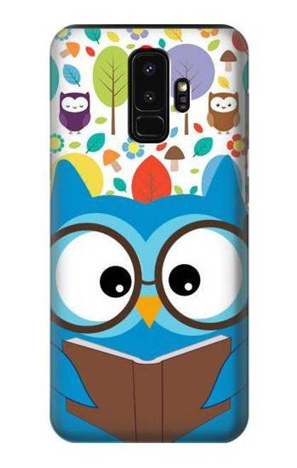 S2521 Cute Nerd Owl Cartoon Etui Coque Housse pour Samsung Galaxy S9 Plus